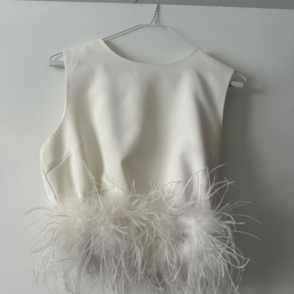 Elegant Cream Feathered Top